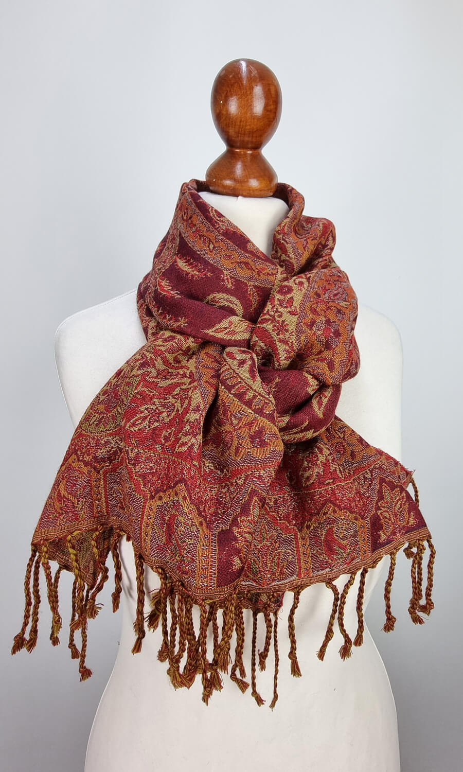 Mohini - schmaler Jamawar Schal aus Merinowolle 